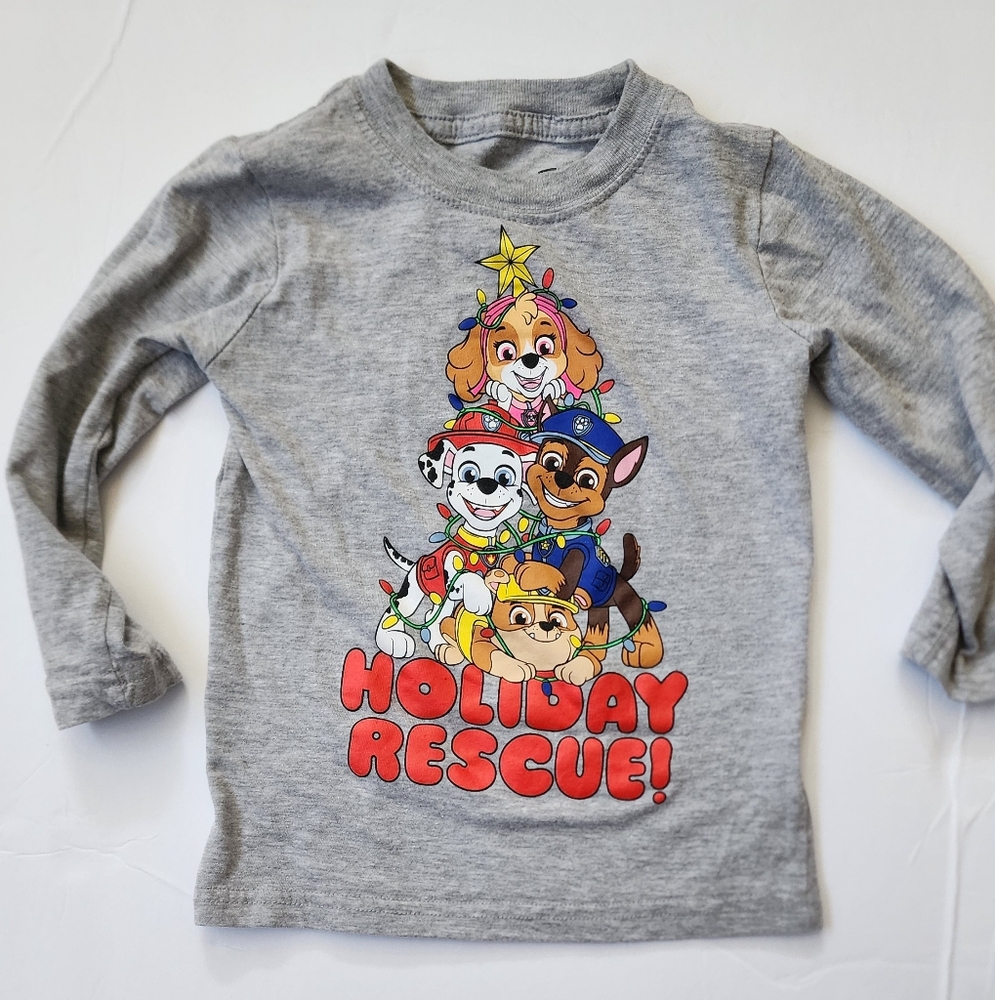 2T Gray Paw Patrol Holiday Long Sleeve Tee